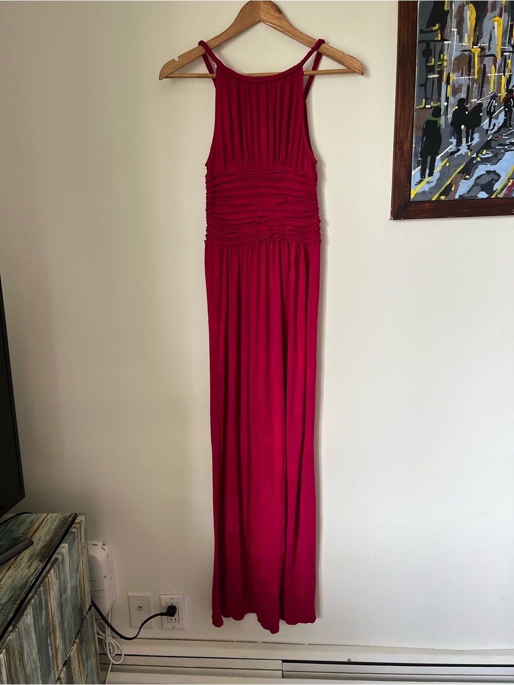 Max Studio Fuchsia Twist-Waist Sleeveless Maxi Dress- Small